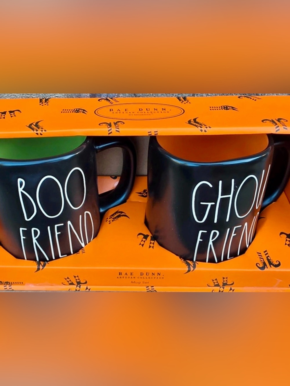 Rae Dunn Black Ceramic Halloween Mug Set NIB